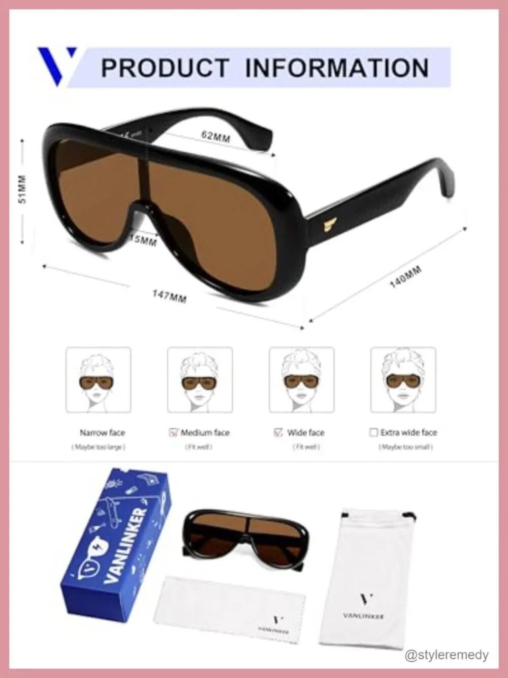 Oversized Aviator Square Sunglasses Polarized UV400 Unisex Retro Futuristic